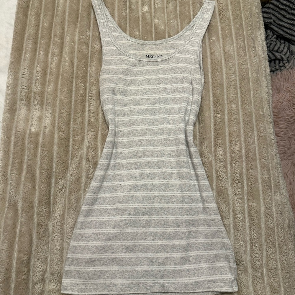Merona Light Gray Striped Tank Top